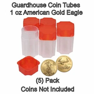 Square Coin Storage Tubes for 1oz American Gold Eagles by Guardhouse 5 pk - Picture 1 of 4