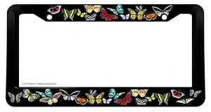 Butterfly Pattern Vintage Style Retro Outdoor Nature License Plate Frame - Picture 1 of 2