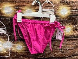 Bikini Swim Bottom Pink Wild Fable Womens Low-Rise High-Leg Cheeky Side Tie Med - Picture 1 of 5