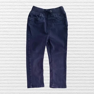 Hanna Andersson Boys Relaxed Fit Chino Pants Blue Rib Knit Elastic Waist Size 4 - Picture 1 of 11