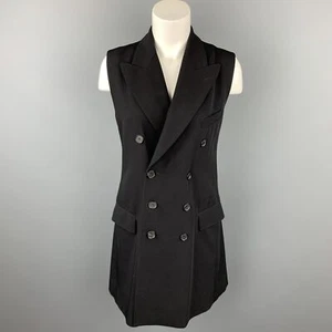 Vintage JEAN PAUL GAULTIER Size M Black Wool Blend Double Breasted Vest - Picture 1 of 5