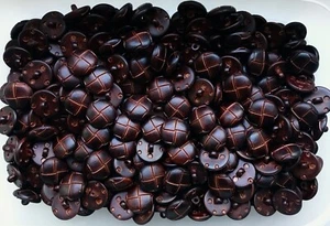 Buttons 18mm 28L Chocolate Brown Leather Effect Aran Football Shank Button (FB5 - Picture 1 of 24