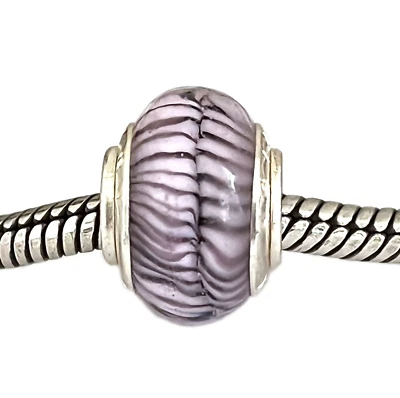 Cuentas de cristal de Murano y plata de ley rosa y púrpura con agujeros grandes Carlo Biagi BGMS06 Foto 1 de 3