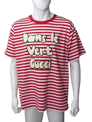 GUCCI- 2023 Camiseta a Rayas de Algodón Nueva con Etiquetas, Talla XL Foto 1 de 4