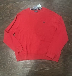 Chaps Knit Pullover Sweater Long Sleeve Red Men Size 3XB Cotton Logo NEW Holiday - Picture 1 of 9