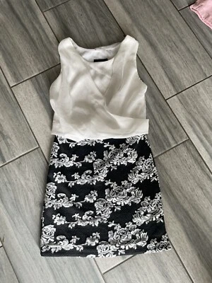 Girls Amy’s Closet Black & White Floral Dress Size 7 I64 - Image 1 of 4
