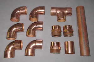 12 Pc Copper Pipe Fitting Lot EPC 2" Elbows Adapters Tee Coupler Straight NOS - Picture 1 of 11