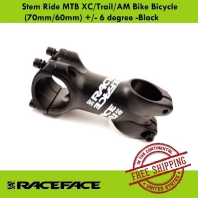 Race Face Ride XC Stem (60mm/70mm) +/- 6 degree MTB XC/Trail/AM Bike Stem Black - Image 1 of 4
