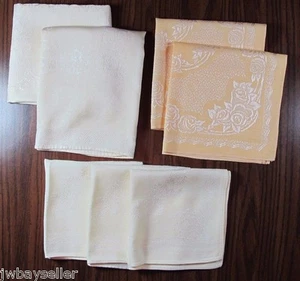 Servilletas de lino jacquard florales de colección 5 crema de marfil 2 melocotones - Imagen 1 de 11