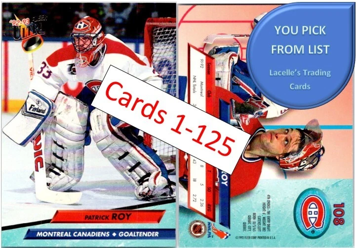 1992-93 Fleer Ultra NHL Hockey Base Cards (1-125) - U-Pick From List - Image 1 of 1