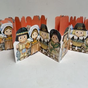 VTG 80s Beistle Die Cut THANKSGIVING Pilgrims Banner Jointed Streamer 8.5ft USA - Picture 1 of 9