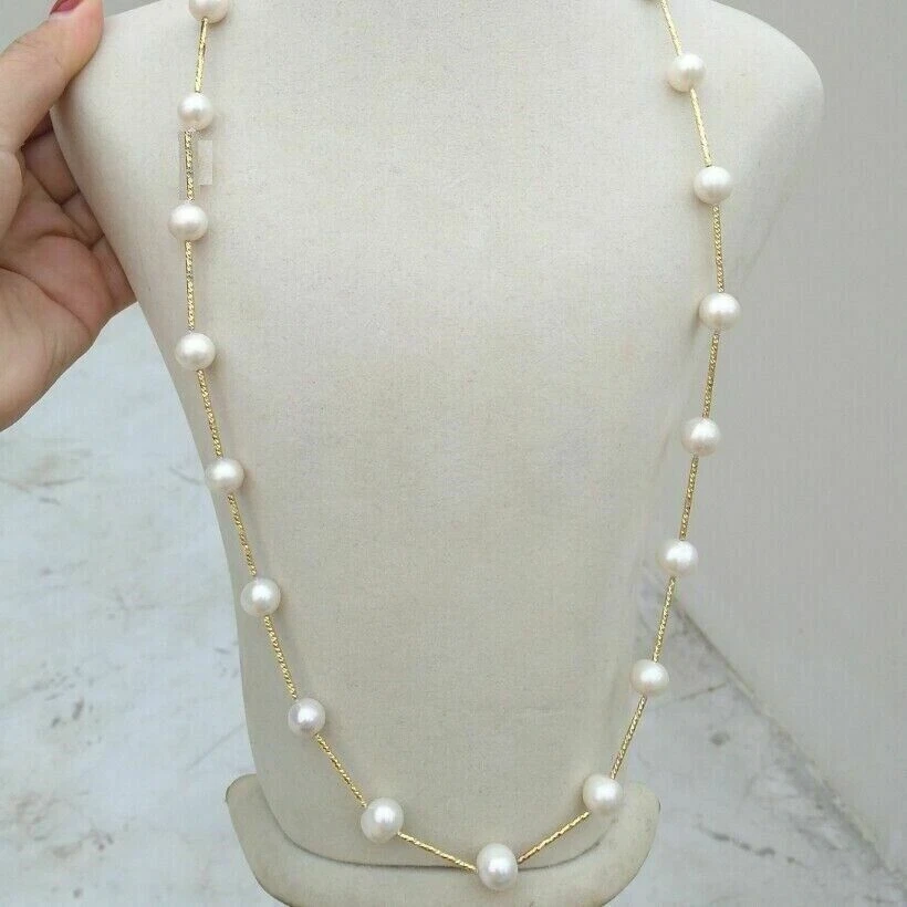 Impresionante collar de perlas blancas naturales del Mar del Sur AAA+ de 25" con cierre de oro de 14 k Foto 1 de 1