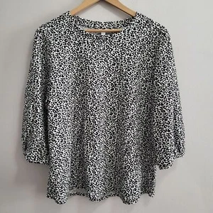 Chico's Animal Print Cheetah Leopard Puff Sleeve Textured Blouse Size 4 / XXL - Picture 1 of 7