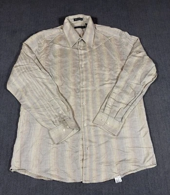 Jhane Barnes Shirt Adult Medium Beige Button Up Designer Casual Abstract Mens - Image 1 of 4