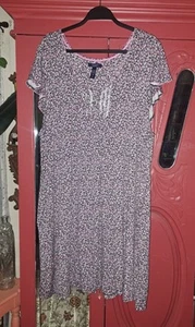 Chaps Nightgown 3X Plus Black Pink Purple Floral Flutter Sleeves Pockets Rayon - Picture 1 of 6
