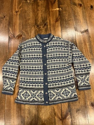 VTG L.L. BEAN Nordic Fair Isle Snowflake Cardigan Sweater Women’s Small HT72 - Image 1 of 4