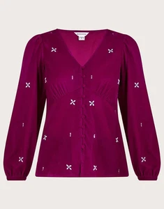 BNWT Monsoon Carola Velvet Embellished Top, Pink, Sz 14 - Picture 1 of 7
