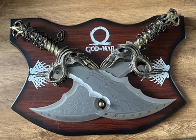 God of War Blades of Chaos réplica de acero inoxidable real con placa de exhibición Foto 1 de 4