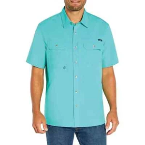 Eddie Bauer Men's Woven Short Sleeve Tech Shirt Starling Turquoise Size XL - Picture 1 of 5