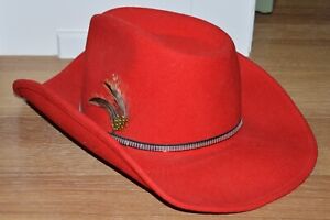 Lite Felt Ultra Light Packer Hat Wool Sz M Packable Lightweight Red Feather USA