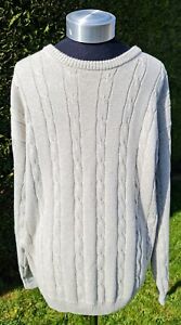 BHS Mens Beige Stone Argyle/Diamond Crew Neck Cotton Pullover Jumper Size L