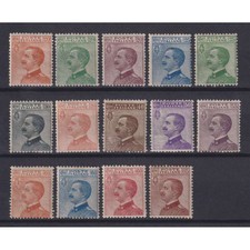 REGNO D'ITALIA 1908-27 EFFIGI VITTORIO EMANUELE 14 VALORI G.I MNH** CERT.
