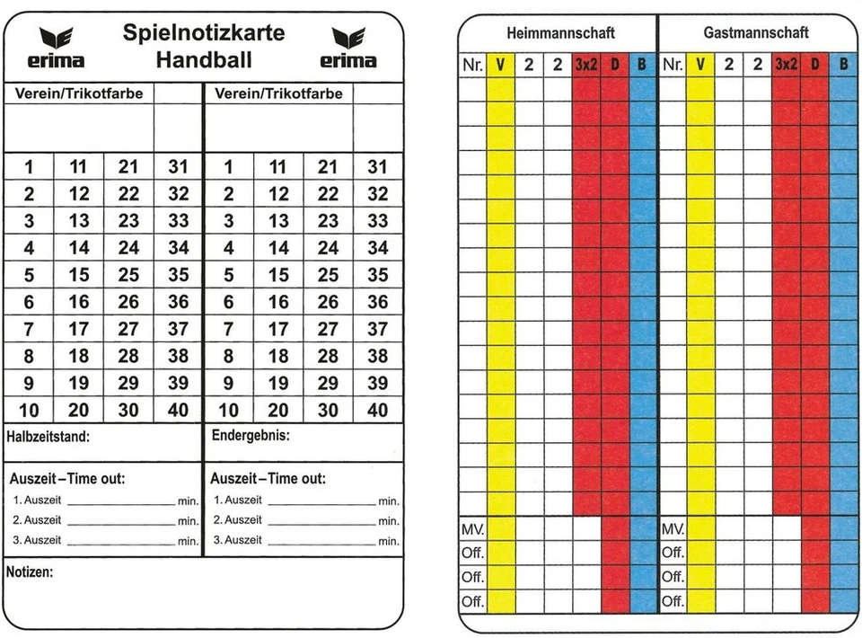 Erima Schiedsrichter-Set Spielnotizkarten Handball EF_5839