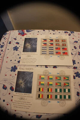 1982 UN WFUNA Flag Series First Day Extra Large Cachets(2)-Sophia Loren Artwork - Image 1 of 2