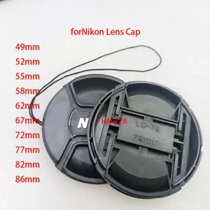 NEW 49 52 55 58 62 67 72 77 82 86 mm Front Lens Caps Cover for Nikon With Logo - Picture 1 of 3