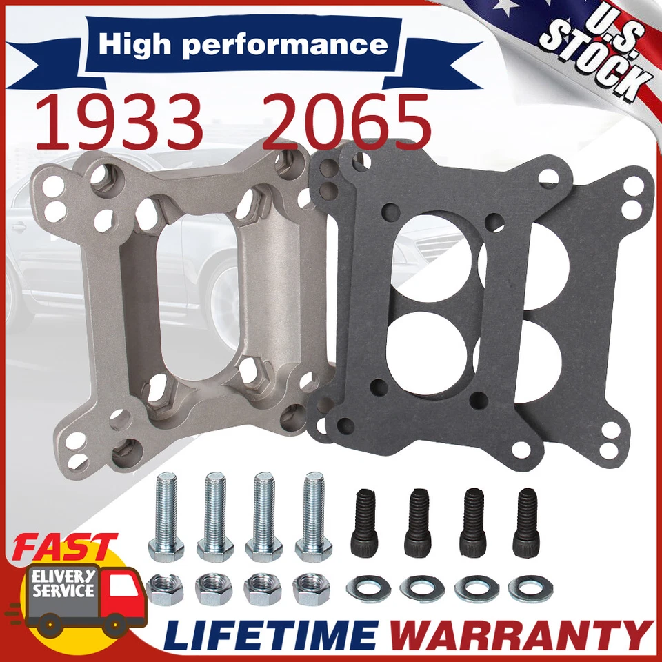 Adaptador de carburador de aluminio de 2 barriles a placa de 4 barriles marca 1933 para Chevy SBC Foto 1 de 4