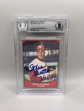 Steve Carlton Signed 1990 Pacific Legends #16 Card Beckett Auto