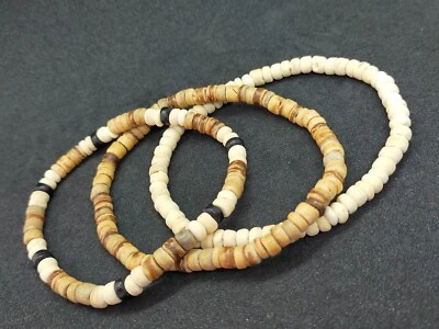 椰子海滩手链 冲浪者 木质 brackleYoga 波西米亚串珠 弹性手链 — 第 1/4 张图片