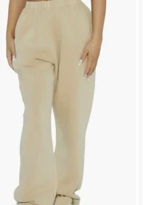 Naked Wardrobe Women's Jogger Sweatpants Beige Elastic Waist Size Medium NWOT - Picture 1 of 11