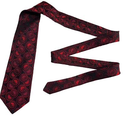 Murano Contemporary Tie Men's Black/Red Geometric Silk Necktie Handmade In USA - Image 1 of 4
