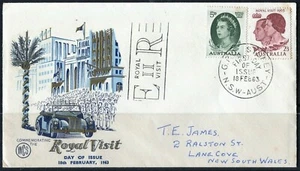 1963 Australia Royal Visit Set Of 2 WCS Addressed First Day Cover, Good Cond - Imagen 1 de 2