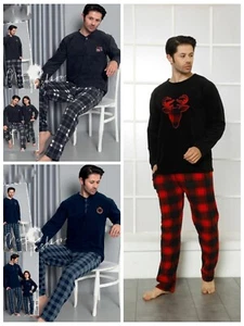 Herren Pyjama POLAR Schlafanzug 3-Teiler Set Lang Warm Winter C-11 - Bild 1 von 7