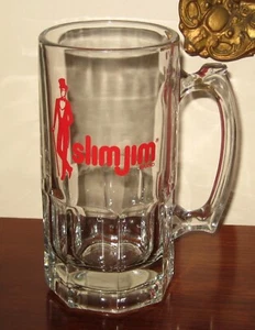 Slim Jim Brand Gentleman Logo Large Glass Beer Stein Mug Tankard 1 Liter - Picture 1 of 6
