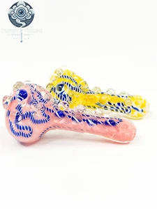 5” 2x Premium Glass Handpipe Smoking Fancy Dotted Style - Picture 1 of 3