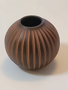 Signiertes Terra Sigillata Wormser kleines Gefäß Vase Topf rund 4" Durchmesser limitierte Auflage - Bild 1 von 24