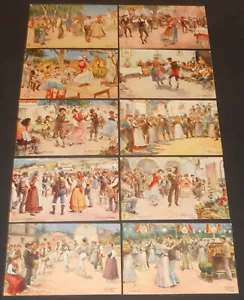 Circa 1910 España Danza Set de 10 postales firmadas por artista F. Mota sin usar - Imagen 1 de 2