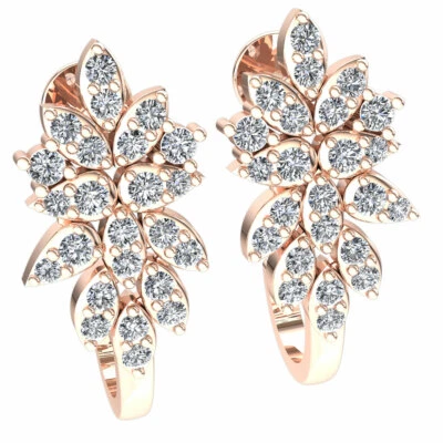 Pendientes tipo argolla genuinos de 0,8 quilates con diamantes de corte redondo para damas de oro macizo de 18 quilates Foto 1 de 4