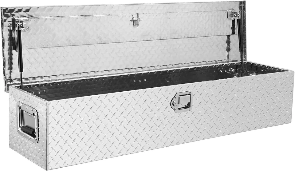 Caja de herramientas de caja de camión 15 x 15 x 48 caja de herramientas de aluminio plateado con cerradura y llave Foto 1 de 4