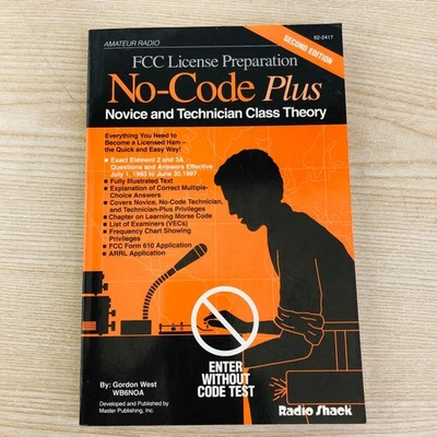 Radio Shack FCC License Preparation No-Code Plus Class 2 edition Softcover Book - Image 1 of 3