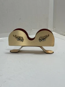 Vintage 50s Jeweled Eye Glass Holder Brushed Gold Tone Cats Eye Rhinestones MCM - Picture 1 of 9