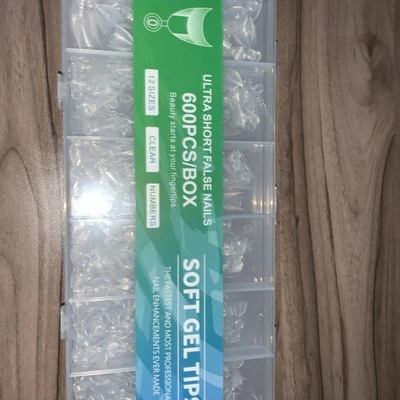  Pontas de gel macias curtas, pré-moldadas 600ct, tamanho 12. Quantidade 2  - Imagem 1 de 3