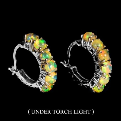 Orecchini in argento sterling 925 opale di fuoco rotondo 4 mm pietre... - Immagine 1 di 4