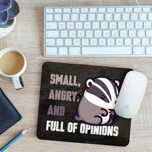Small Angry and Full of Opinions Funny Badger Mouse Mat Pad Gift 24cm x 19cm - Picture 1 of 11