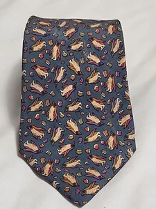 Corbata de seda Salvatore Ferragamo italiana de lujo de diseño de pingüino hecha en ITALIA - Imagen 1 de 8