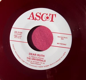 THE UNIVERSALS - Dear Ruth / Kisses in My Dreams  Near Mint Red Vinyl reissue 45 - Picture 1 of 2
