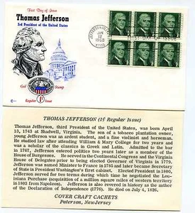 1299 1c Thomas Jefferson Bobina Sin Dirección Cubierta Escondites Artesanales, CCC, FDC - Imagen 1 de 1